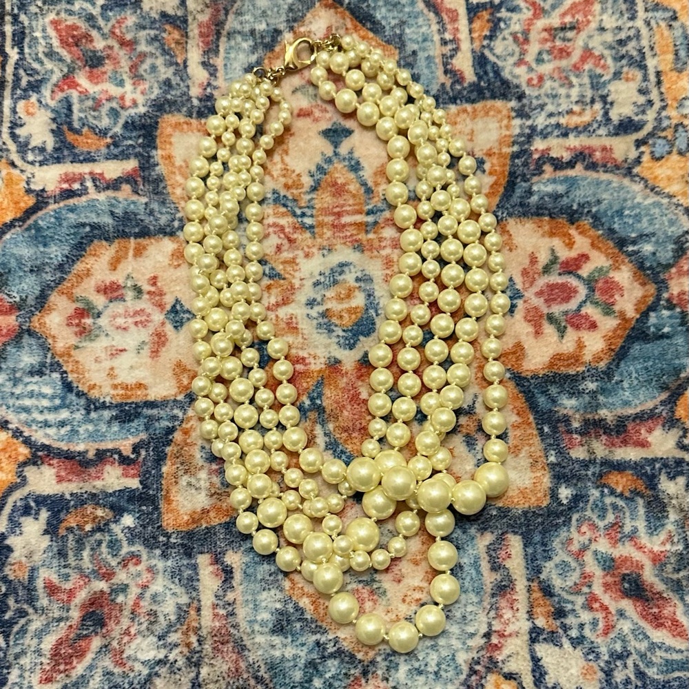 J. Crew Factory Multi-Strand Cream Pearl Necklace